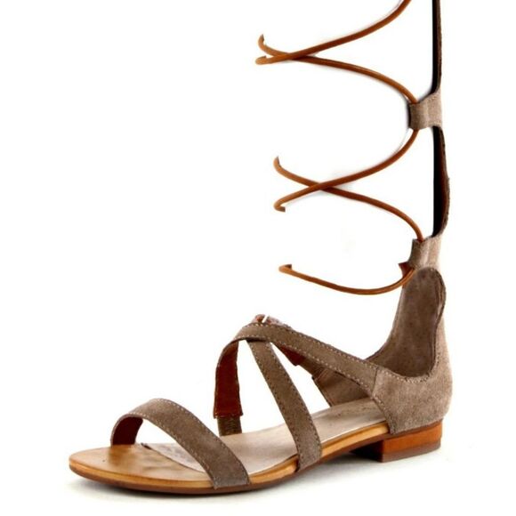 Seychelles Sandals Tall Gladiator Sandals tan brown 6.5 faux suede - Picture 2 of 8